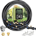 HOMENOTE Misting Cooling System with Timer, 59FT Misting Hose+20 Brass Nozzles+3/4" Brass Adapter+Water Timer with Mist Mode & Irrigation Mode, Outdoor Misters for Patio Cooling and Garden Watering
