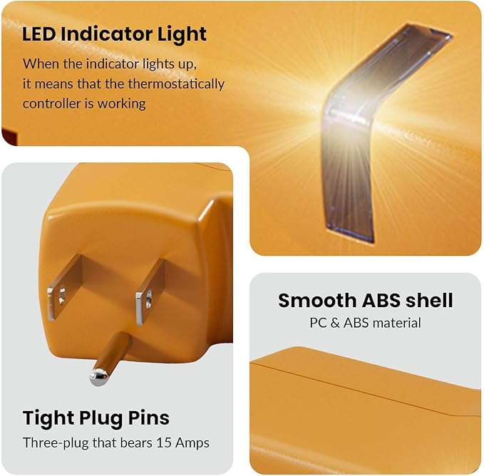 MAXKOSKO Freeze Thermostatically Controlled Outlet，Automatically Turn On Below 38 °F and Off Over 50 °F