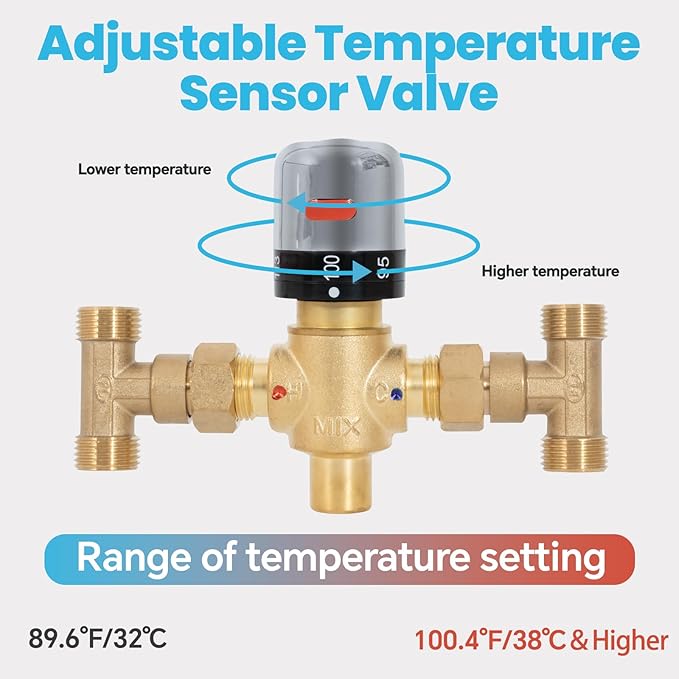 Hot Water Recirculating Pump Kit for Tank Water Heaters – 3-Speed Pump, Thermostatic Bypass Valve, WiFi Smart Plug, 2 Adapters, 1/2" to 3/8" Food-Grade Hoses, Easy DIY Install