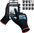 Work Gloves PU Coated for Men and Women, 12 Pairs Safety Work Gloves with Two Fingers Touchscreen, Breathable and Lightweight,Ideal for Light Warehouse, Manufacturing, Gardening, KG11P (S, Black)