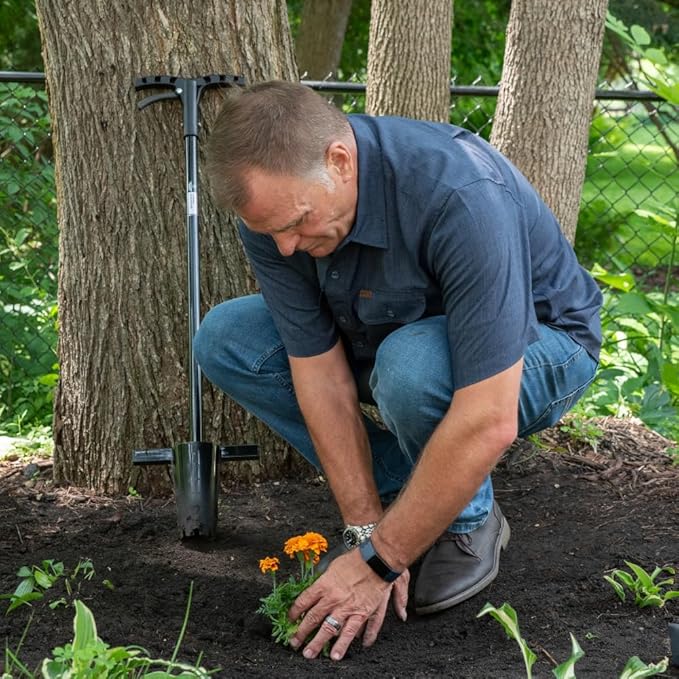 Bulb Planter Long Handle 39" Garden Tool - Walden Perfect Planter with Foot Bar for Tulips, Daffodils, Flowers - Heavy Duty Steel Bulb Transplanter Digger with Depth Markers, No Bending