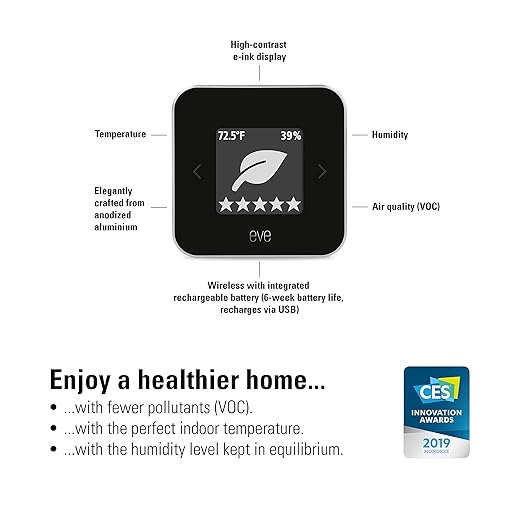 Eve Room - Indoor air Quality Sensor to Monitor air Quality (VOC), Temperature & Humidity, Apple HomeKit Technology, Bluetooth and Thread