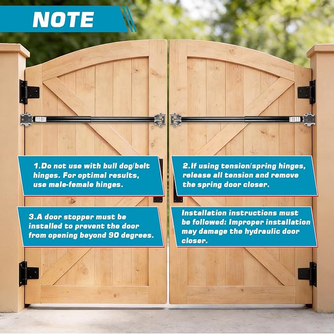 6-Pack TB200B Hydraulic Gate Closer, Heavy Duty Adjustable Closer for 60-140 lbs Gates 40-64 Inch Width, Self-Closing Door Hardware for Yard Fence Garden Ranch Farm