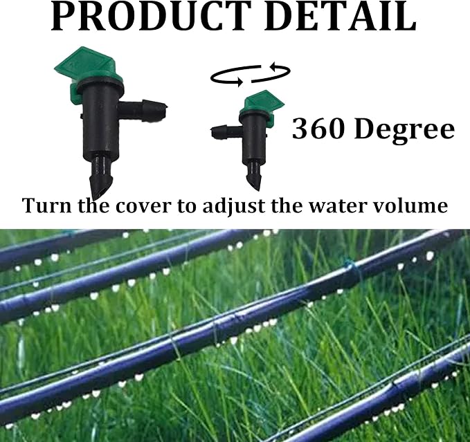 80Pcs 4GPH Drip Emitter Garden Flag Irrigation Drippers, 16L/H Sprinkler System Parts for 4/7mm Tubing, Adjustable Flow for Trees, Shrubs, Lawn, Vegetable Gardens, Green
