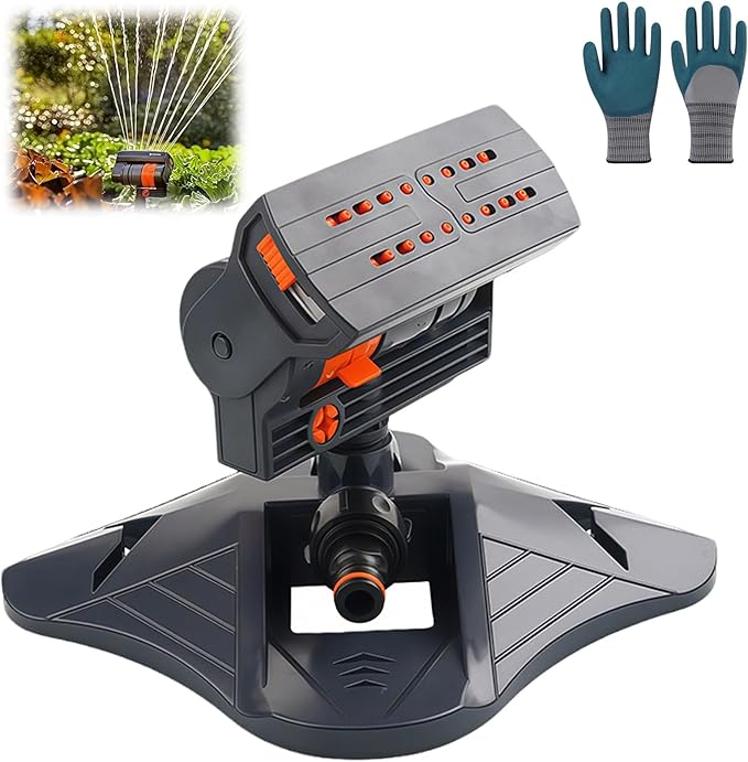 2026 Upgraded 16-Nozzle Oscillating Sprinkler with Dual-Zone Sprinkler Water Timer, 360° 16-Hole Automatic Rocking Sprinkler, Turbo Orbit Mist Sprinklers System for Garden (A No Timer)