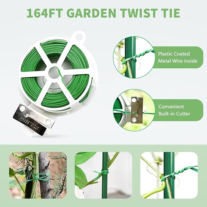 DoCred Cucumber Trellis, 71" H 2 Pack Metal Foldable Upgraded A Frame Garden Trellis for Raised Bed Climbing Plants, Vegetables, Including Plant Support Clips, Twist Ties, Plastic Ties, Green