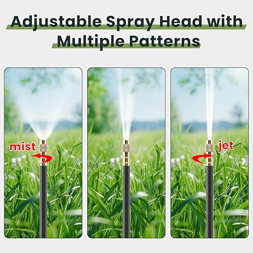 100FT Smart Drip Irrigation System with Water Timer – Automatic Garden Watering System with 360° Bendable Hose & 24 Adjustable Nozzles for Garden, Yard, Lawn,Compatible with 3/4" & 1/2" Hose