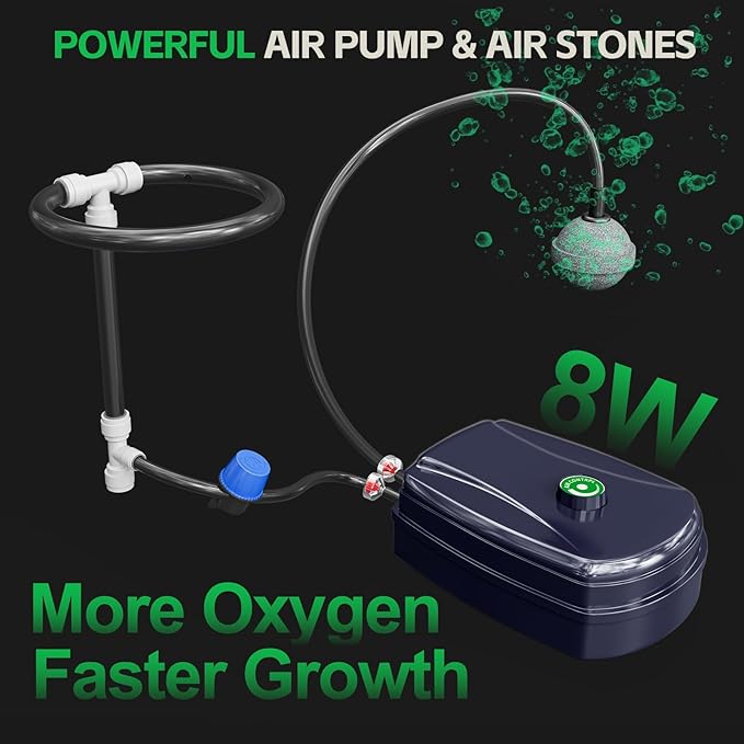 SPECILITE DWC Hydroponics Grow System with Top Drip Kit, 7 Gallon 2 Buckets Deep Water Culture Recirculating Drip Garden System with Plant Stand with Wheels, Air Pump, Air Stone, Air Hose