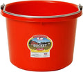 Little Giant® Plastic Animal Feed Bucket | Round Plastic Feed Bucket with Metal Handle | Made in USA | 5 Quarts (1, Red)