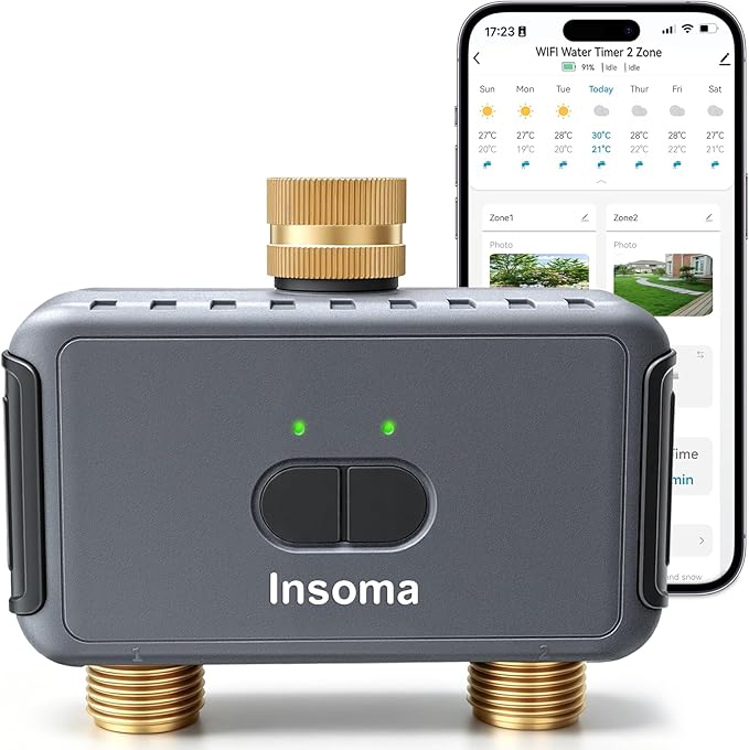 Insoma Water Timer, Programmable Water Timer for Garden Hose with Rain Delay/Manual/Automatic Irrigation System, Outdoor Sprinkler Timers for Lawn Yard