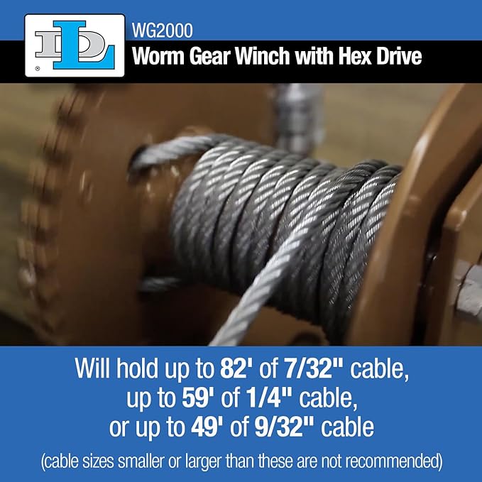 Goldenrod Dutton-Lainson Company Worm Gear Winch (WG2000) with 7" Ergonomic Handle - Rust-Resistant Finish for Heavy Equipment, Lifting & Trailers - 2000 lb Capacity, 40:1 Gear Ratio, Manual Use