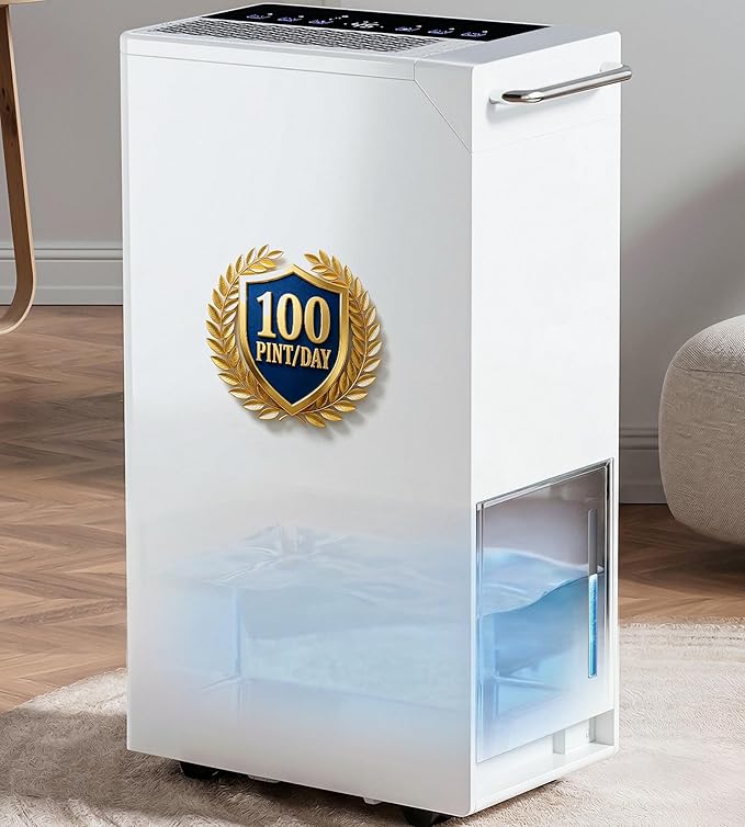 Landeagle 5500 Sq. Ft Dehumidifier for Basement,100 Pint/Day Large Compressor Dehumidifiers with Drain Hose,Smart Humidity Control,1.6 Gal Tank, 24H Timer & Child Lock for Home Bedroom Bathroom,Black