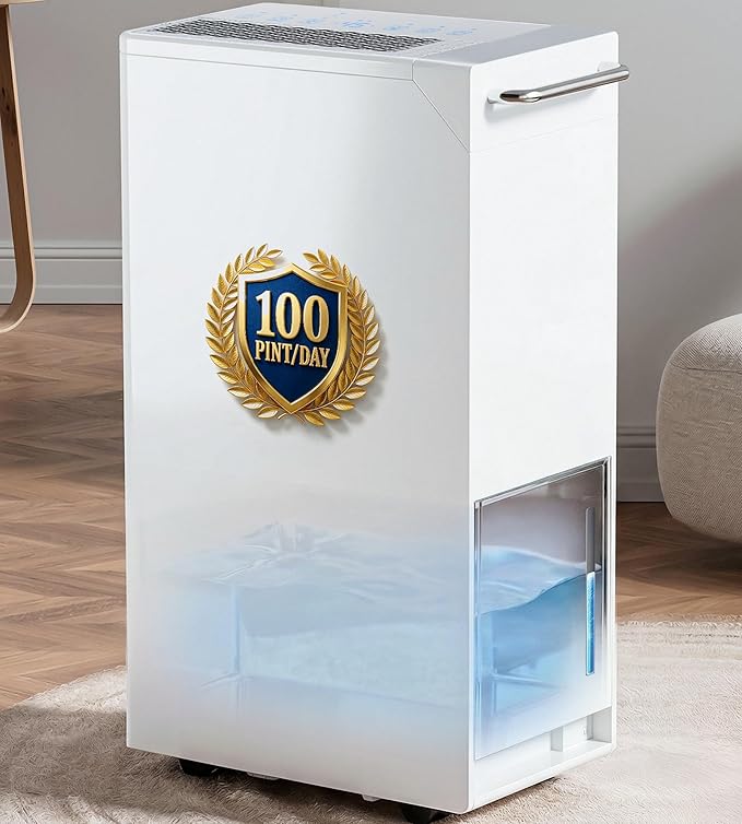 Landeagle 5500 Sq. Ft Dehumidifier for Basement,100 Pint/Day Large Compressor Dehumidifiers with Drain Hose,Smart Humidity Control,1.6 Gal Tank, 24H Timer & Child Lock for Home Bedroom Bathroom,White
