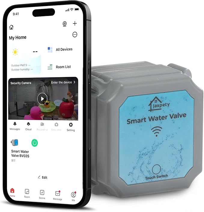 Smart Water Monitor and Automatic Shutoff,Water Leak Dector with Countdown Function & Power-Off Protection,Water Flow Adjustment & Real-Time Message Alerts,Water Leak Sensor for 3/4" Pipe