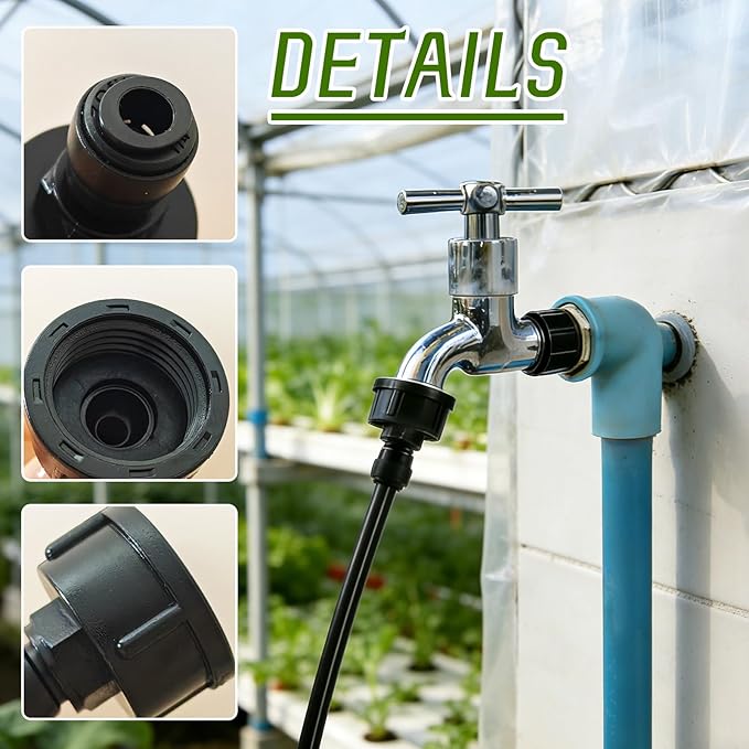 6 Pcs 3/4" to 1/4" Drip Irrigation Faucet Adapters, Quick Connect 3/4" Faucet to 1/4" Tubing Drip Irrigation Hose Adapters, Push-to-Fit Garden Hose to 1/4 Tubing Adapter for Irrigation System