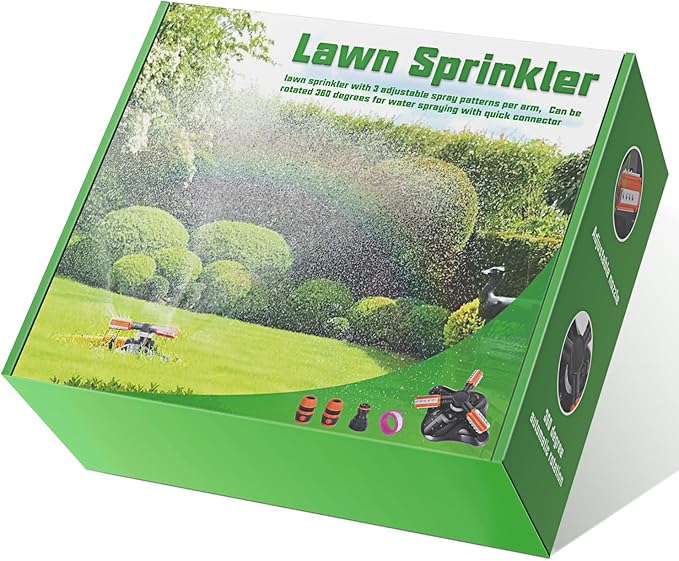 Garden Sprinkler,Upgrade Lawn Sprinklers Automatic 360 Degree Rotating Irrigation System, Garden Hose Sprinkler for Yard/Built in 36 Units Angle Spray Nozzles-1Pack(Green)