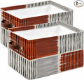 Brown Striped Storage Bins Cubes Waterproof Cloth Storage Basket, Farmhouse Stripes Modern Abstract Art Foldable Storage Bags for Shelf Clothes Storages Organizers with Handles 15x11x9.5 in 2PCS