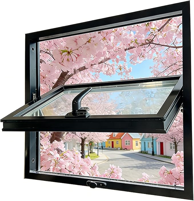 18x17 Adjustable Ventilation Windows,360Degree Rotation, Bathroom - izable Size - Black