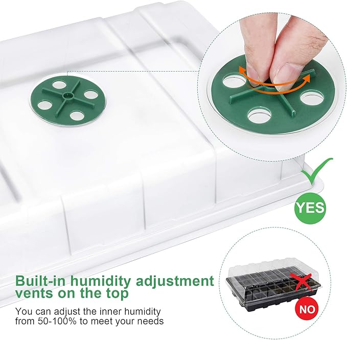 MIXC Seedling Trays Seed Starter Tray, 10-Pack Mini Propagator Plant Grow Kit Greenhouse with Humidity Vented Domes and Base for Seeds' Starting (40 Cells Per Tray, Total 400 Cells), Green