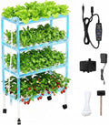 Hydroponics Growing System Kit with Wheels, 108 Plant Sites Gardening Aquaponics Tower, 4-Tier Food-Grade PVC-U Pipes Water Pump Timer for Leafy Vegetables, Indoor, Outdoor (34"x62"x15" in 108 Holes)