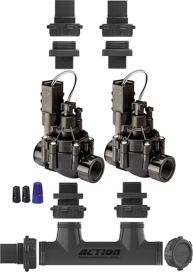 SPW Rain Bird Premium Valve Manifold System 100DVF with Flow Control - Heavy Duty Action Machining Parts - 3/4 in or 1 in Slip (2 Zone)