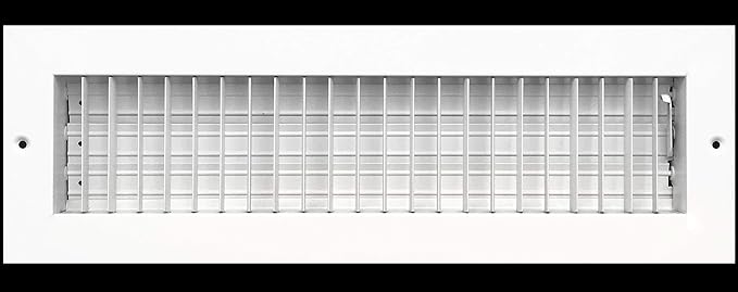 16" X 4" Adjustable AIR Supply Diffuser - HVAC Vent Cover Sidewall or Ceiling - Grille Register - High Airflow - White [Outer Dimensions: 17.75"w X 5.75"h]
