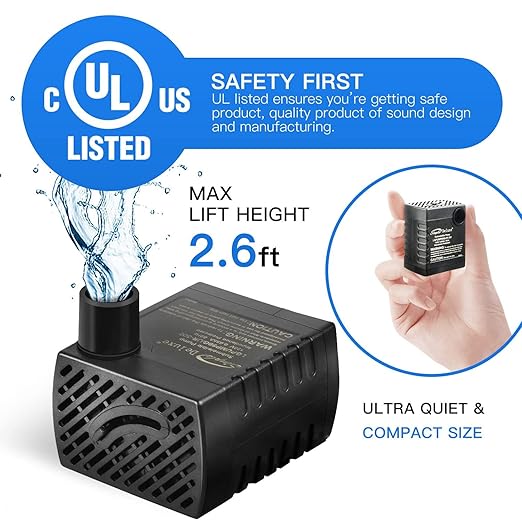 Simple Deluxe 80GPH Submersible Water Pump (300L/H 4W) with 6' Cord and 2 Threaded Nozzles for Fountains, Ponds, Aquariums and Hydroponics, 10 Pack