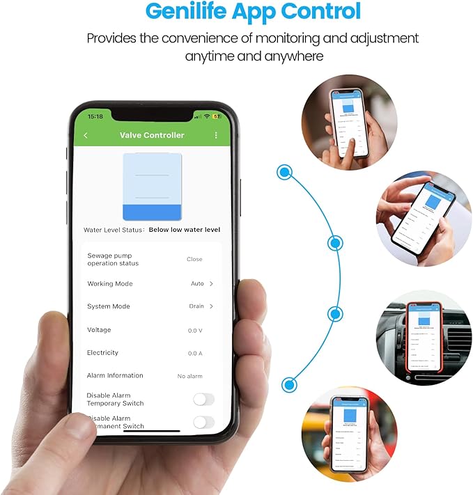 WiFi Sump Pump Controller Alarm, Check Water Level Status, Timely Alerts for Pump Failures & Overload, Keep Your Basement Dry, Perfect for Sewage Pits, Submersible /Utility /Water Well Pumps, Black