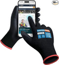 Work Gloves PU Coated for Men and Women, 60 Pairs Safety Work Gloves with Two Fingers Touchscreen, Breathable and Lightweight,Ideal for Light Warehouse, Manufacturing, Gardening, KG11P (S, Black)