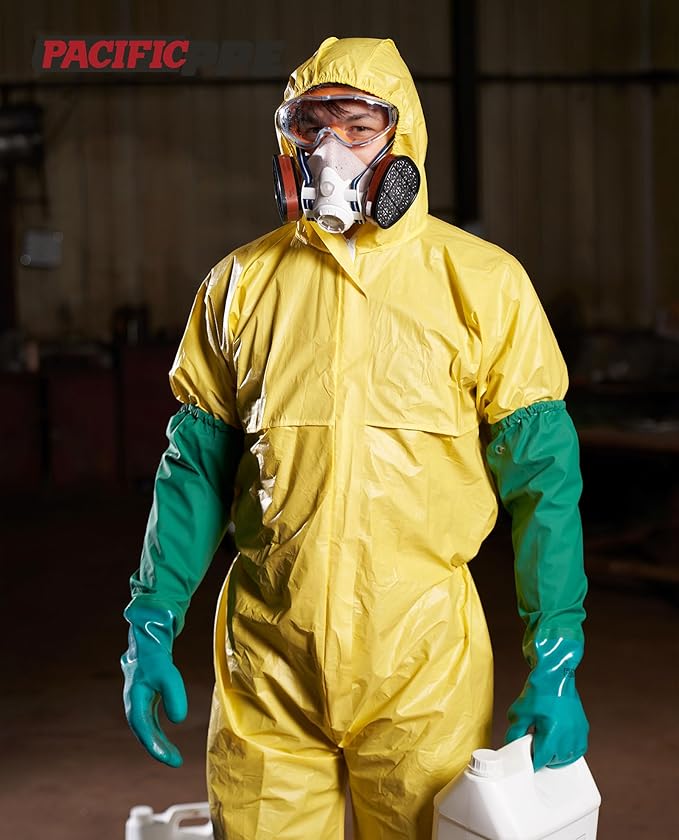 PACIFIC PPE 26" Rubber Chemical Resistant Gloves, PVC Reusable, Heavy Duty Waterproof With Cotton Liner, Anti-skid, Acid-alkali and Oil Resistant, X Large