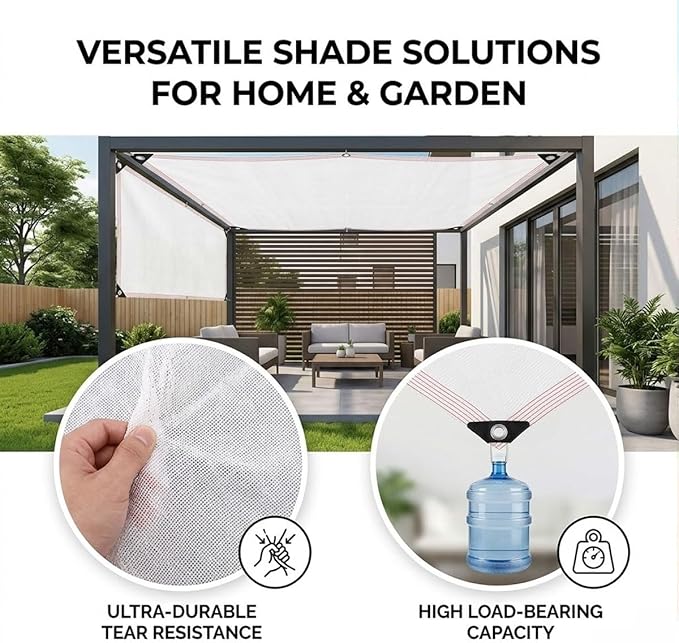 White Shade Cloth for Garden, 55% Percent Outdoor Shade Net HDPE Edge, Heavy Duty Fence Privacy Screen Cover with Grommets, Breathable Fabric Mesh Tarp, for Greenhouse Plants Patio(20x54ft)
