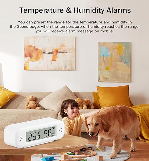 WiFi Thermometer Hygrometer: Smart Temperature and Humidity Sensor, Real-time Monitor, App Notification, Digital Indoor Temperature Sensor, Compatible with Alexa/Google Home(2Pack)
