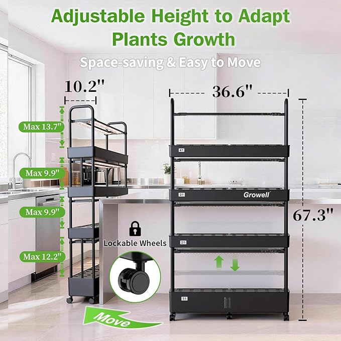 Growell Large Hydroponics Growing System Kit, 120 Pods Vertical Indoor Herb Garden Kit with 2 Light Modes & Auto Circulating Water System, 48L Movable Indoor Gardening System for Herb Vegetable Fruit