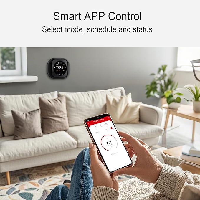 Smart Thermostat 3H/2C, WiFi Household Thermostat for Heat Pump and Conventional Multi-Stage System, Easy DIY Installation, Voice Control, Support Alexa and Google Home, C-Wire Required