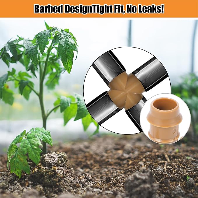 Boao 20 Packs 1/2 Inch Drip Irrigation Fittings Connectors Barbed Connector Plastics Drip Irrigation Barbed Hose Connector 17 mm Diameter(4 Way)