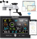 Raddy L7 LoRa Professional Weather Station 1.9 Miles Long Range, Wireless Wi-Fi Weather Station Outdoor Indoor with Rain Gauge, Wind Speed, Thermometer, Humidity for Backyard, Garden, Farm, Home