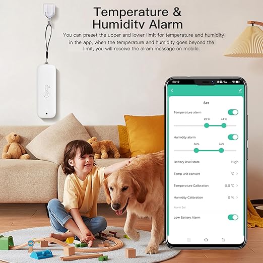 WiFi Hygrometer Thermometer Sensor: Wireless Smart Temperature Humidity Monitor with App Notification Alert, Data Storage Export, Calibration Function, Compatible with Alexa (White-4PCS)