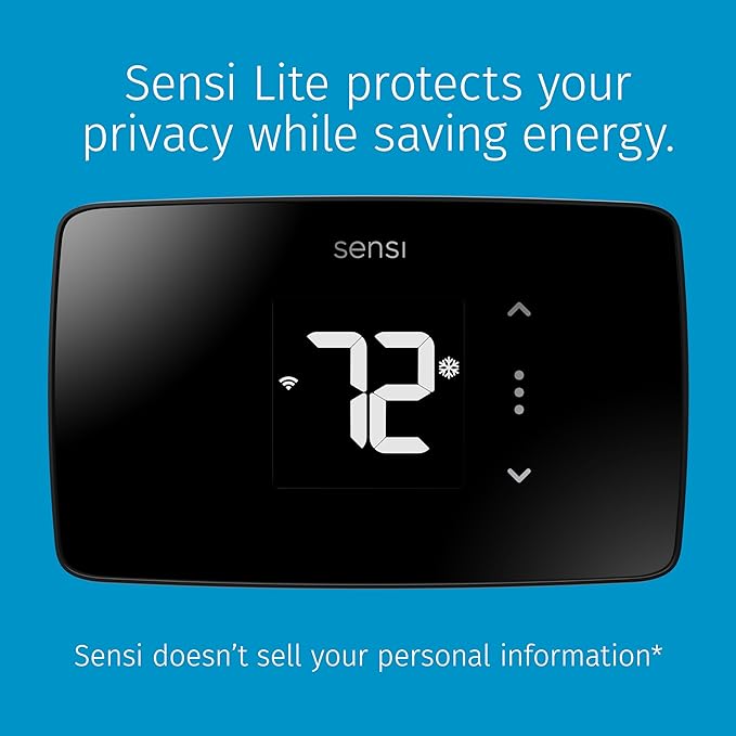 Sensi Lite Smart Thermostat, Programmable, WiFi, Easy DIY, Works With Alexa, ENERGY STAR Certified, ST25, Most Systems C-Wire Not Required, C-Wire needed with Heat/Cool Only & Heat Pump System – Black