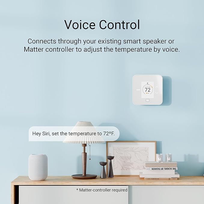 Lux TQ1 Smart Thermostat for Home, Programmable WiFi with Matter Protocol for Temperature Control, C-Wire or Power Bridge Required - Works with Apple Home and Google Home - termostato inteligente wifi