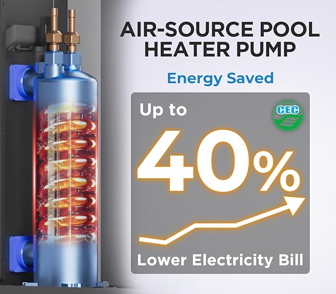 27000 BTU Above Ground Pool Heater Electric 7000 Gallon Swimming Pool Heater for Inground Pools Heating or Cooling WiFi Control Schedule 120V