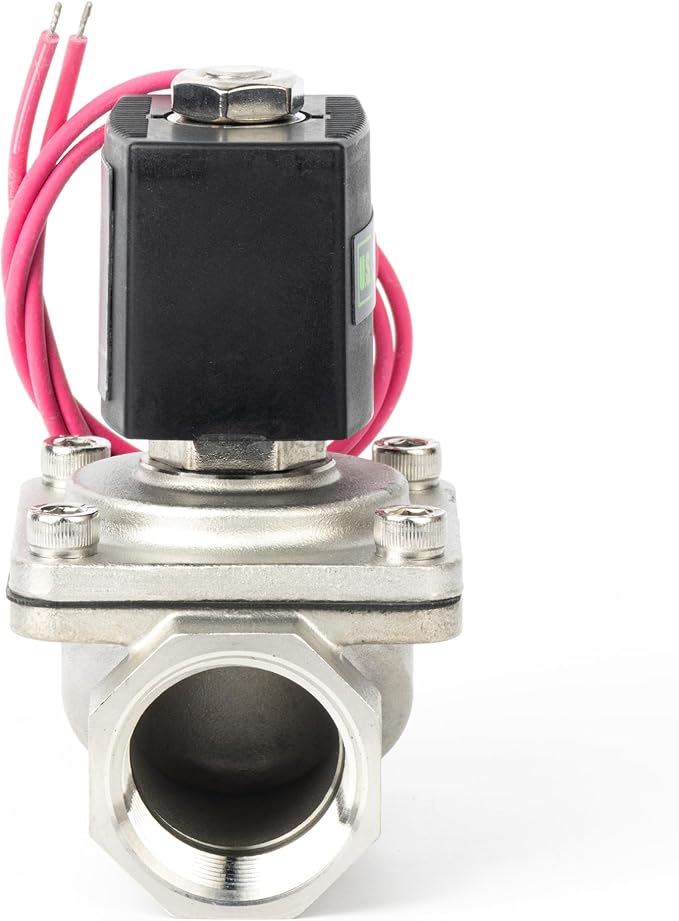 U.S. Solid 1" Stainless Steel Solenoid Valve - 110V AC Normally Closed Electric Solenoid Valve with Viton Seal, Lead Wire Type