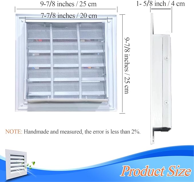 Gable Vent with Screen - 10" X 10" Aluminum Attic Vent Square Louvered Vent Cover - White Wall Vent Systems for Home Ceiling Shed Bathroom Garage