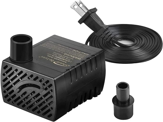Simple Deluxe 80 GPH Submersible Water Pump (300L/H, 3.6W), Ultra Quiet Fountain Pump with 2.6 ft, 2 Nozzles for Aquarium, Pool, Hydroponics, Black
