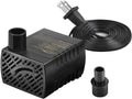 Simple Deluxe 80 GPH Submersible Water Pump (300L/H, 3.6W), Ultra Quiet Fountain Pump with 2.6 ft, 2 Nozzles for Aquarium, Pool, Hydroponics, Black