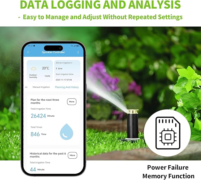 8 Zones WiFi Smart Sprinkler Controller, Briidea Automatic Irrigation Controllers with Customized Watering Schedule & Seasonal Adjustment, Water Efficiently and Keep Your Plants Healthy, MK-117