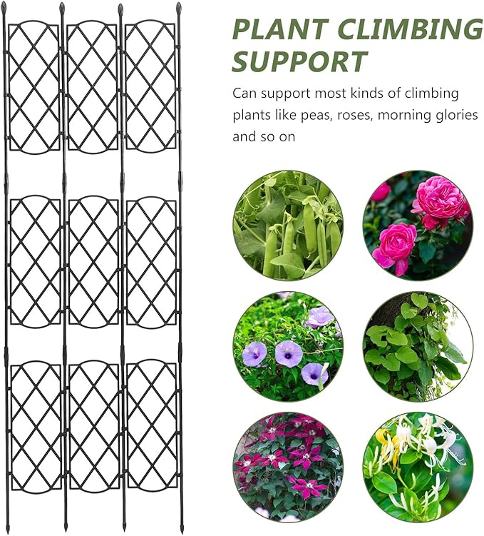 Toddmomy Metal Plant Climbing Trellis Rack 46.5-135cm Adjustable Steel Vine Plant Support for Outdoor Garden