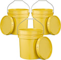 EconoHome 5-Gallon Yellow Bucket Pail Container with Lid | Metal Handles with Plastic Grip for Easy Carrying | Easy Stack and Store | Heavy-Duty Extra Durable | Food Grade | BPA Free - 3 Pack