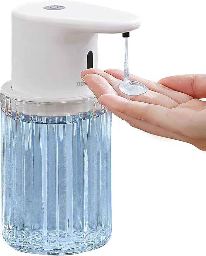 Automatic Liquid Soap Dispenser Touchless, 10oz/300ml Rechargeable, 3 Adjustable Liquid Levels, IPX5 Waterproof, for Kitchen Bathroom, White
