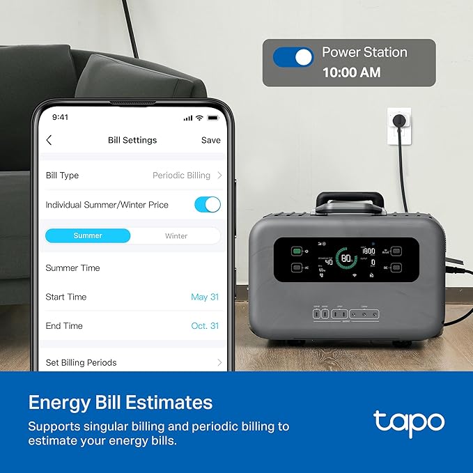 TP-Link Tapo Smart Plug Mini, Matter Compatible, Compatible with Alexa, Google Home & Samsung SmartThings, Energy Monitoring, 15A, UL Certified, 2.4G Wi-Fi Only, Tapo P110M(2-Pack)