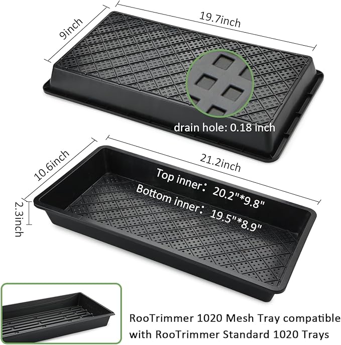 RooTrimmer 10 Pack 1020 Mesh Trays, Extra Strength 1020 Mesh Bottom Trays with Holes, 20'' x 10'', Heavy Duty Propagation Flats for Microgreens, Seed Starting, Soil Blocks, Hydroponics & Wheatgrass